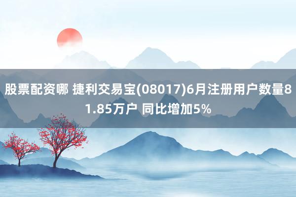 股票配资哪 捷利交易宝(08017)6月注册用户数量81.85万户 同比增加5%