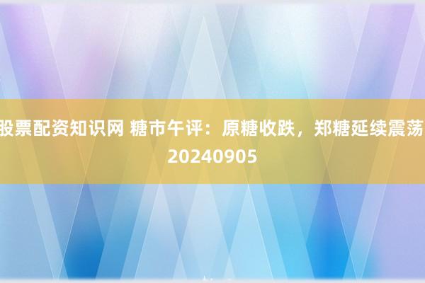 股票配资知识网 糖市午评：原糖收跌，郑糖延续震荡 20240905