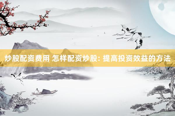 炒股配资费用 怎样配资炒股: 提高投资效益的方法