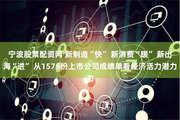 宁波股票配资网 新制造“快” 新消费“暖” 新出海“进” 从