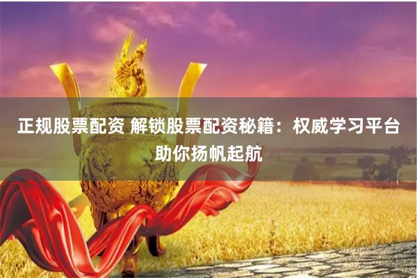 正规股票配资 解锁股票配资秘籍:权威学习平台助你扬帆起航